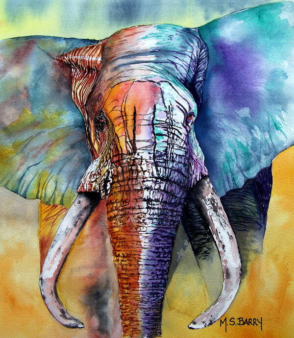 Elephant Poster featuring the painting Alpha by Maria Barry