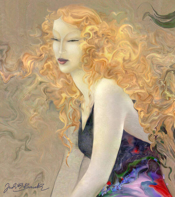 Girl Art With Blond Hair Poster featuring the digital art Angel Hair by Judith Barath