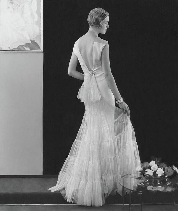 Fashion Poster featuring the photograph Back View Of A Model Wearing An Evening Gown by Edward Steichen