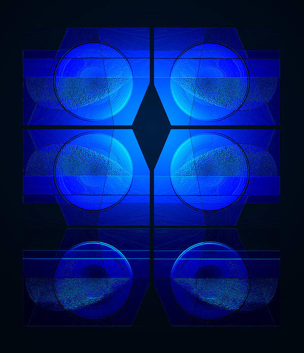 Abstract Blue Circles Poster featuring the digital art Blue Night by Steve Godleski