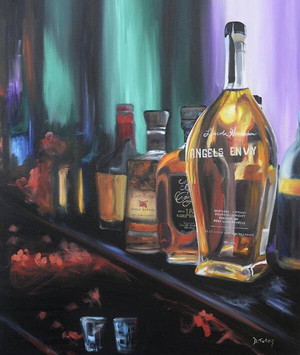 Bourbon Poster featuring the painting Bourbon Bar Oil Painting by Donna Tuten