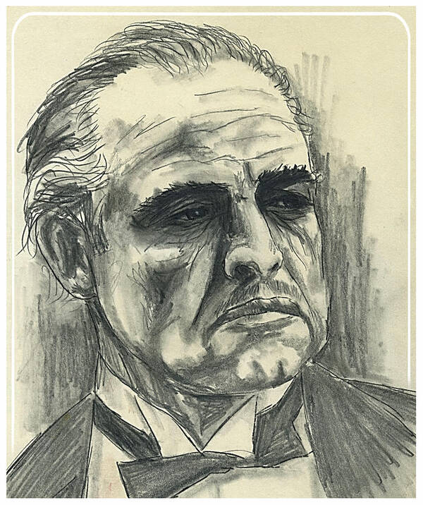 Brando Poster featuring the drawing Brando by Hartmut Jager