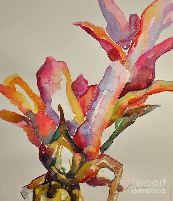 Floral Poster featuring the painting Bromeliad #4 by Roger Parent