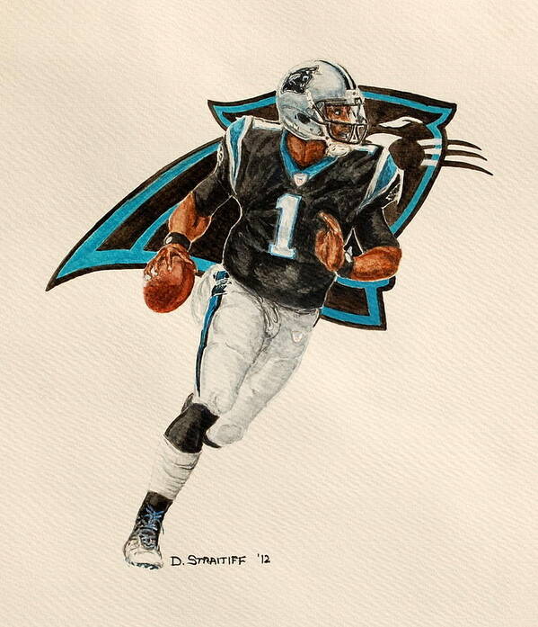 Cam Poster featuring the painting Cam Newton - Carolina Panthers by David Straitiff