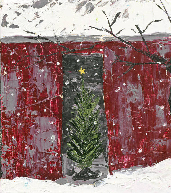Christmas Poster featuring the painting Christmas Tree in Barn by Kirsten Koza Reed