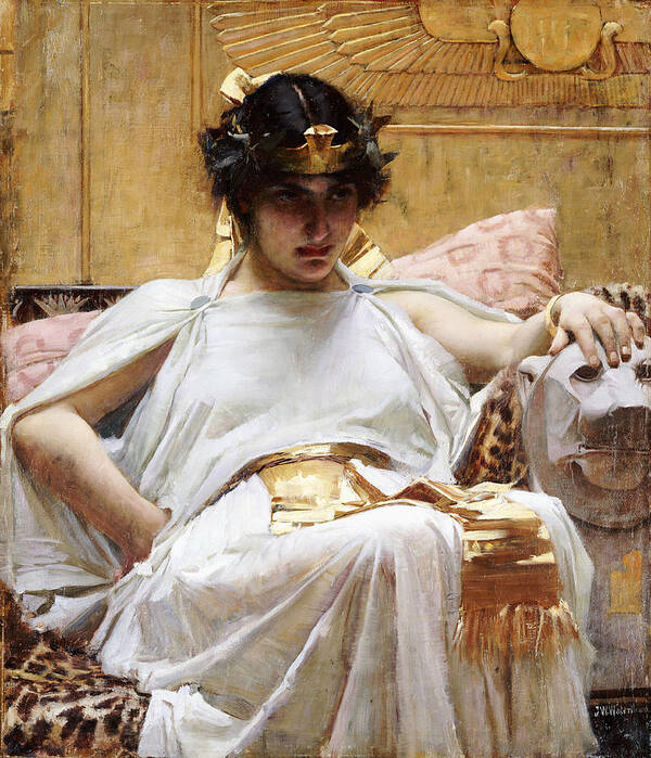 Female Poster featuring the photograph Cleopatra, C.1887 Oil On Canvas by John William Waterhouse