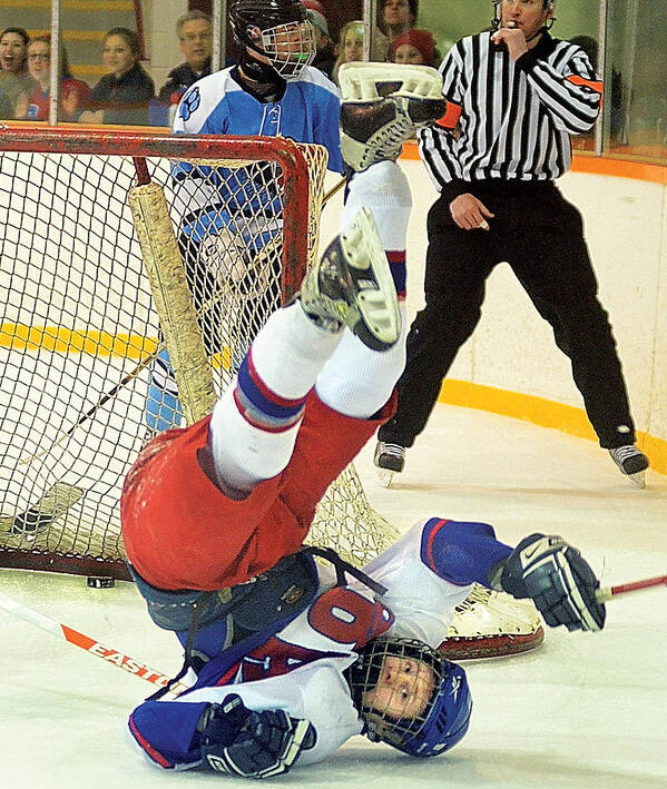 Hockey Poster featuring the photograph Game Winning Flip by Steve Somerville