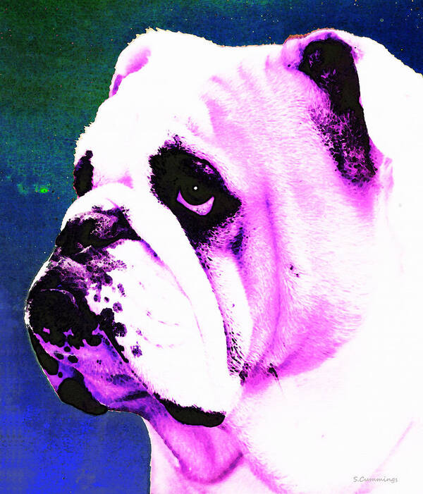 Dog Poster featuring the painting Grunt - Bulldog Pop Art By Sharon Cummings by Sharon Cummings