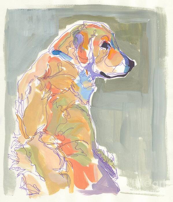 Golden Retriever Poster featuring the painting Looking Back by Kimberly Santini