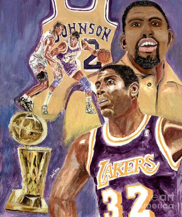 Magic Johnson Poster featuring the painting Magic Johnson by Israel Torres