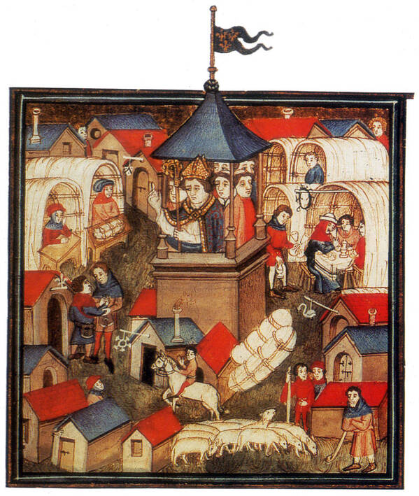 Holiday Poster featuring the painting Medieval Benediction And Market Fair by Science Source