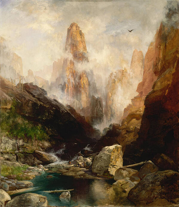 Thomas Moran Poster featuring the painting Mist in Kanab Canyon Utah by Thomas Moran