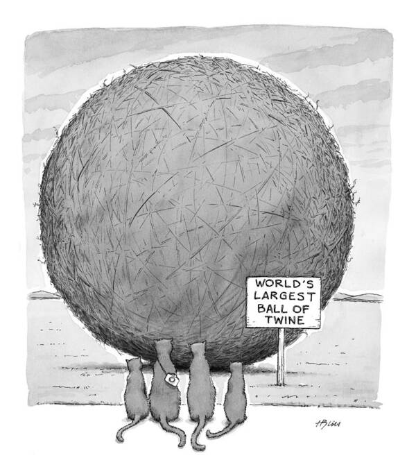 World's Largest Ball Of Twine Poster featuring the drawing New Yorker April 20th, 1998 by Harry Bliss