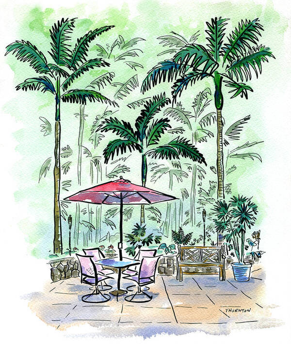 Hawaii Poster featuring the painting On The Lanai by Diane Thornton