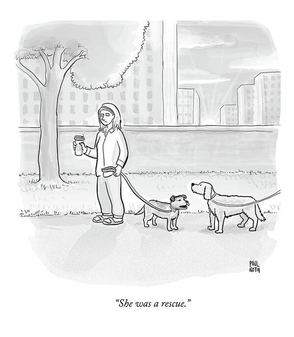 Dogs Poster featuring the drawing One Dog Talks To Another by Paul Noth