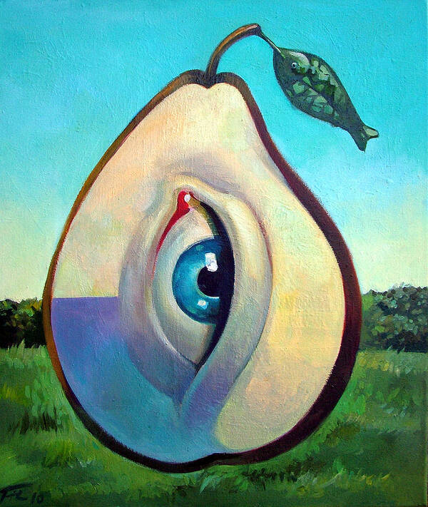 Pear Poster featuring the painting Fishing Pear by Filip Mihail