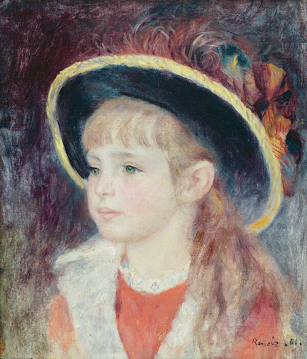 Renoir Poster featuring the painting Portrait Of A Young Girl In A Blue Hat, 1881 Oil On Canvas by Pierre Auguste Renoir