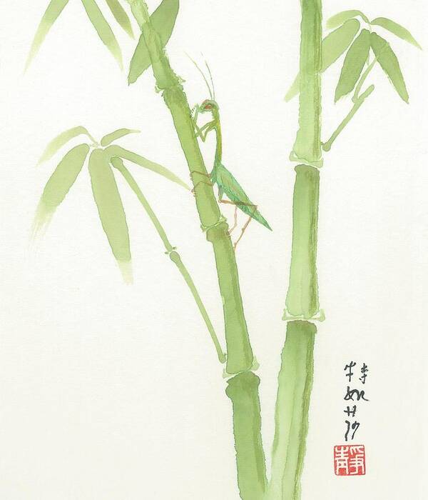 Japanese Poster featuring the painting Preying Mantis by Terri Harris