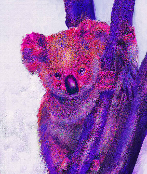 Koala Poster featuring the digital art Purple Koala by Jane Schnetlage