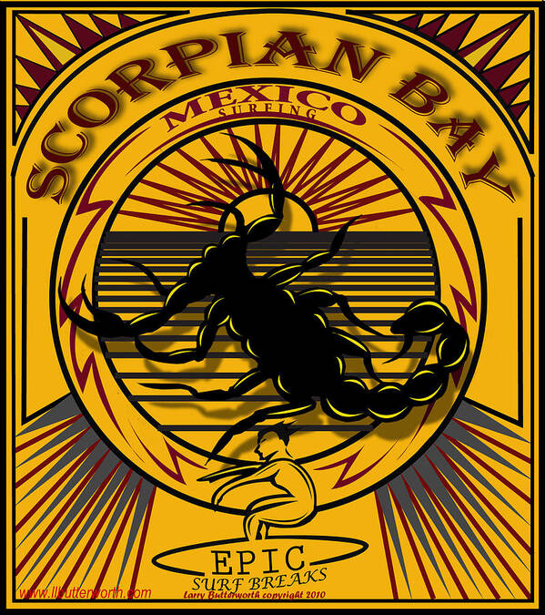 Surfing Poster featuring the digital art Surfing Scorpion Bay Baja Mexico by Larry Butterworth