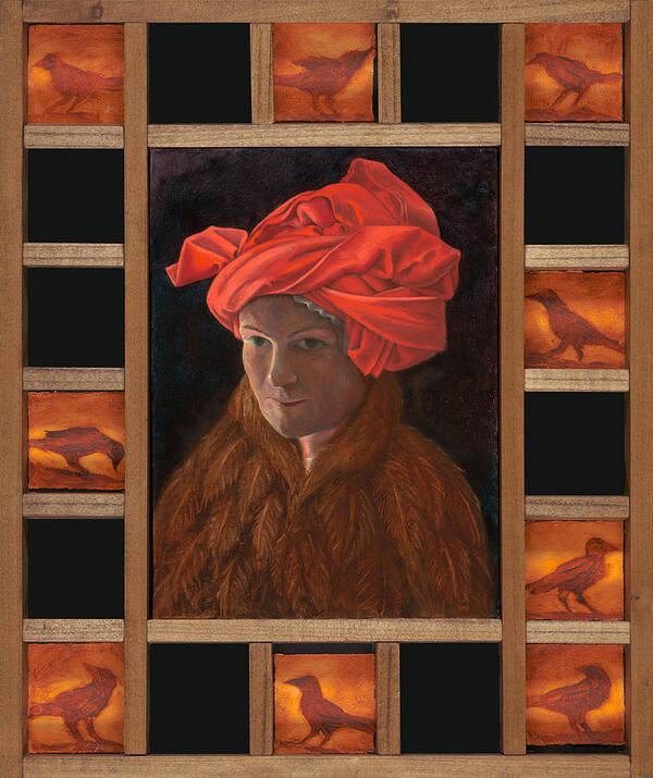 Red Turban Poster featuring the painting Self-Portrait in the Red Turban by Alla Parsons