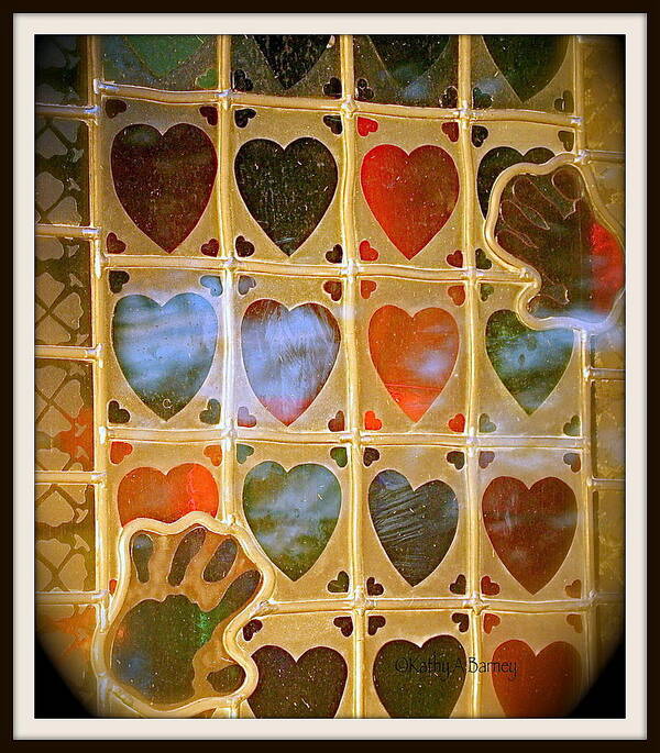 Stained Glass Poster featuring the photograph Stained Glass Hands and Hearts by Kathy Barney