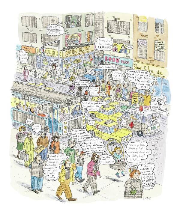 Stocks Poster featuring the drawing 'stockopolis' by Roz Chast