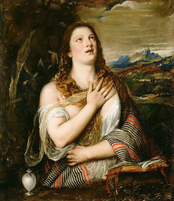 1555-1565 Poster featuring the painting The Penitent Magdalene by Titian