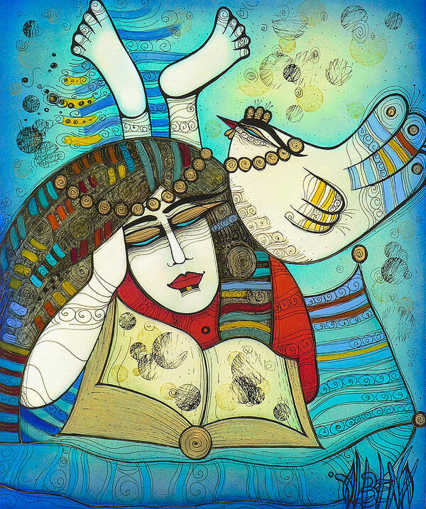Albena Poster featuring the painting The Reader by Albena Vatcheva