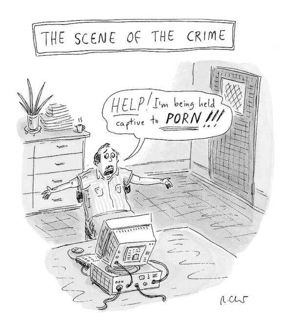 Computers Poster featuring the drawing 'the Scene Of The Crime' by Roz Chast