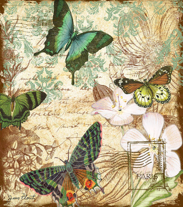  Butterfly Poster featuring the digital art Vintage Butterfly Kisses by Jean Plout
