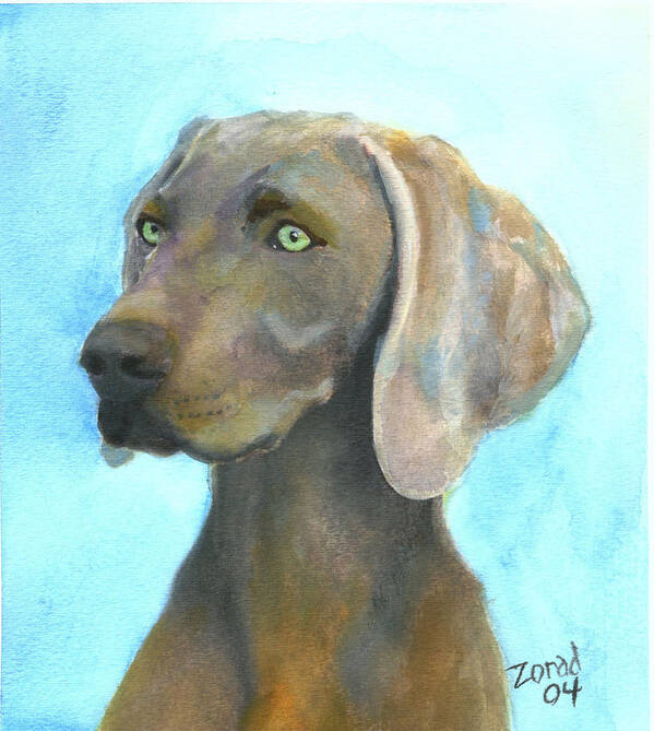 Weimaraner Poster featuring the painting Weimaraner Dog by Mary Jo Zorad