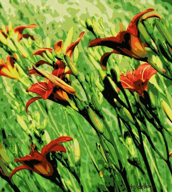 Tiger Poster featuring the digital art Wild Lilies by Tg Devore