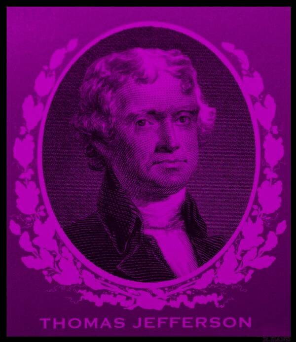 Thomas Jefferson Poster featuring the photograph THOMAS JEFFERSON in PURPLE #2 by Rob Hans