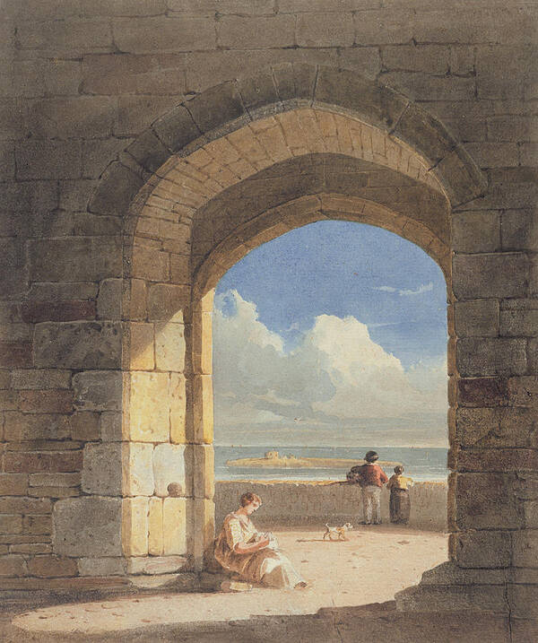Arch Poster featuring the painting An Arch at Holy Island - Northumberland by John Varley