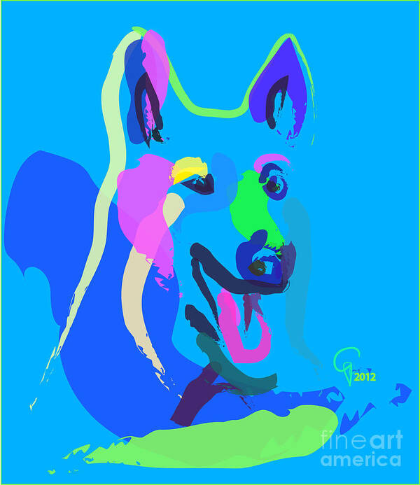 Pet Poster featuring the painting Dog - colour dog by Go Van Kampen