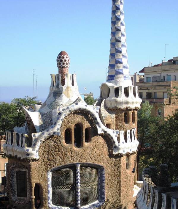 Parc Guell Poster featuring the photograph Home With A view Park Guell Barcelona Spain by John Shiron
