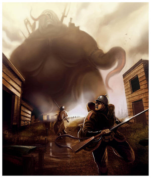 Fantasy Poster featuring the digital art Monster Attack by Michael Myers