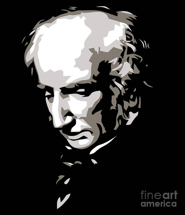  Englis Poster featuring the digital art   William Wordsworth black and white silhouette art by Heidi De Leeuw