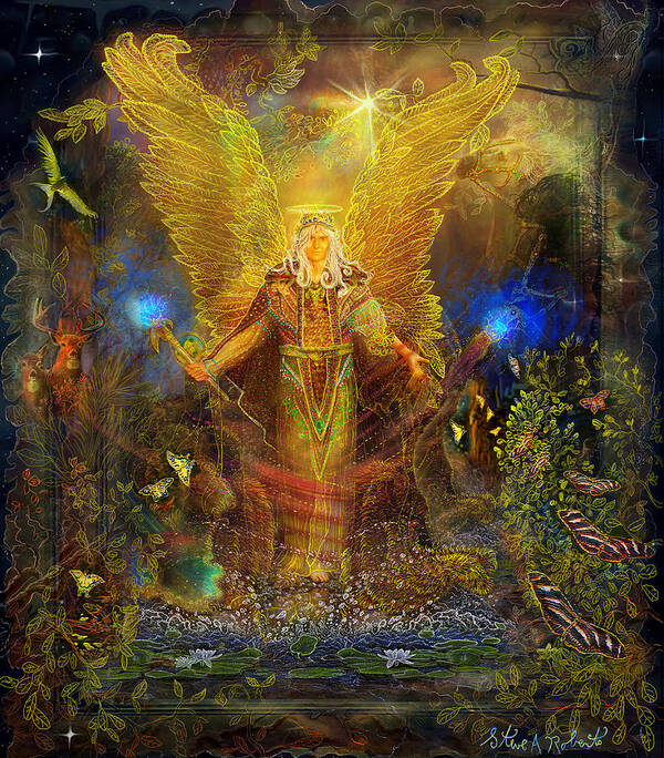Angel Tarot Card Poster featuring the painting Archangel Michael-Angel tarot card #1 by Steve Roberts