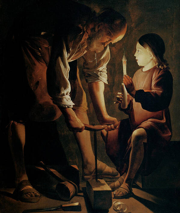  Georges De La Tour Poster featuring the painting Saint Joseph The Carpenter #1 by Georges De La Tour