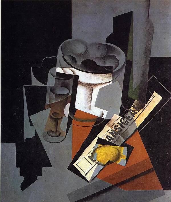 Still Life With Newspaper - Juan Gris 1916 Synthetic Cubism Poster featuring the painting Still Life with Newspaper #1 by Juan Gris