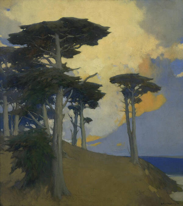 Monterey Cypress By Arthur Frank Mathews Poster featuring the painting Monterey Cypress #2 by Arthur Frank Mathews