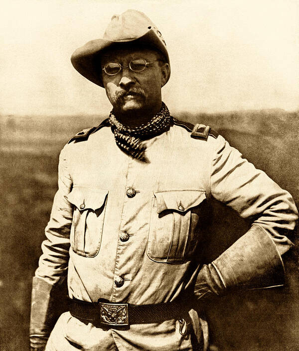 Theodore Roosevelt Poster featuring the photograph Colonel Theodore Roosevelt by War Is Hell Store