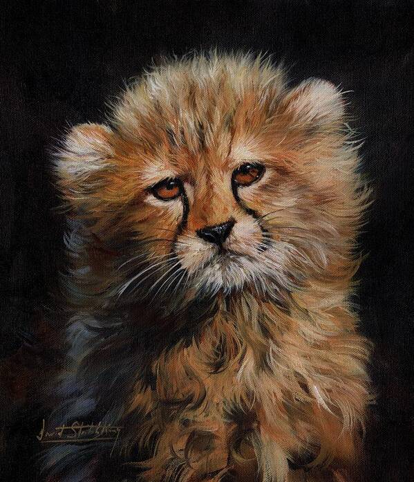 H Poster featuring the painting Cheetah Cub #7 by David Stribbling