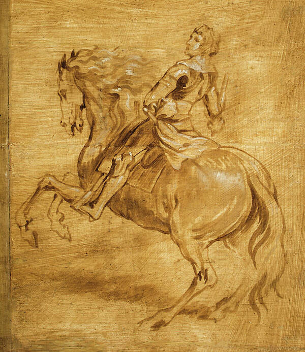 Horse Poster featuring the painting A Man Riding a Horse by Anthony van Dyck