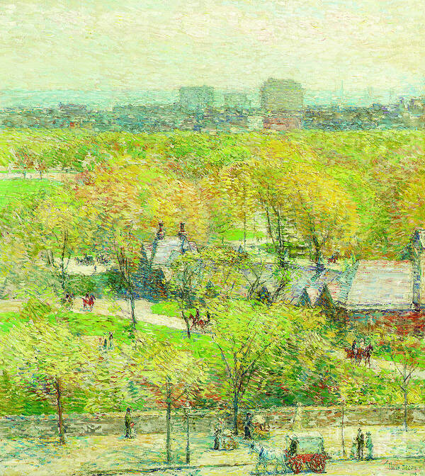 Across The Park Poster featuring the painting Across the Park by Childe Hassam