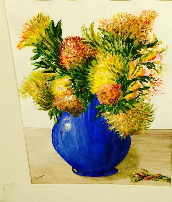 Blue Poster featuring the painting Big Cobalt Blue Vase by Kenlynn Schroeder