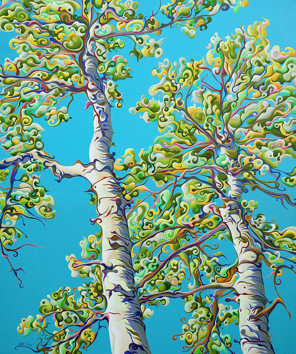 Birch Poster featuring the painting Blossoming CreativiTree by Amy Ferrari