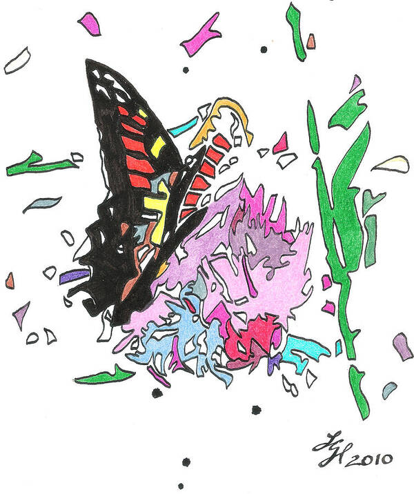Butterfly Poster featuring the drawing Butterfly2010 by Loretta Nash
